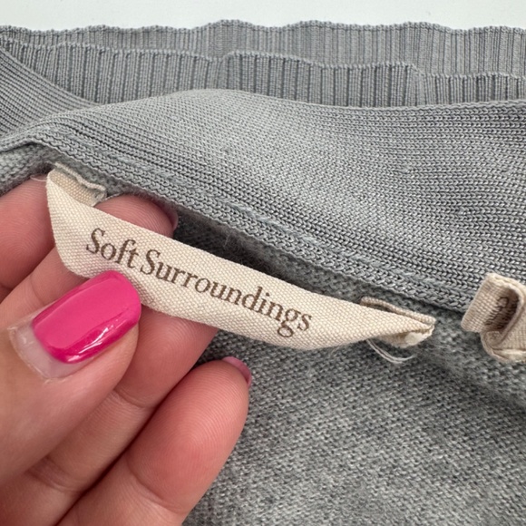 Soft Surroundings Sweater Women Large Gray Wool Alpaca Blend V-Neck Long Sleeves - Picture 7 of 11